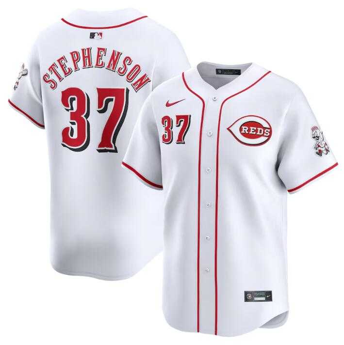 Men%27s Cincinnati Reds #37 Tyler Stephenson White Home Limited Stitched Baseball Jersey Dzhi->cincinnati reds->MLB Jersey